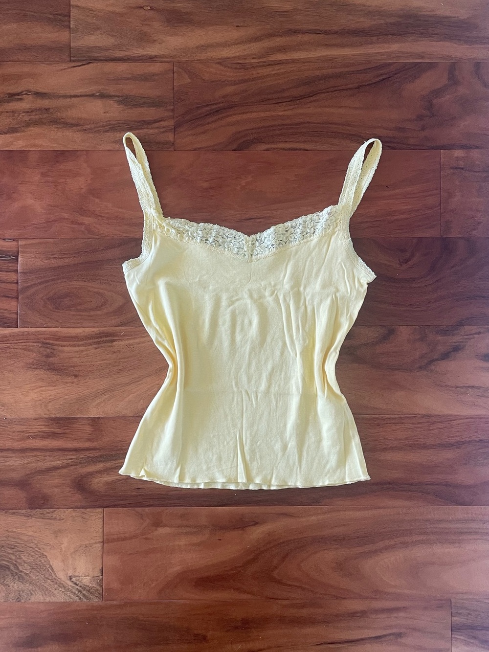 Y2K Lace-Trim Yellow Camisole Tank Top